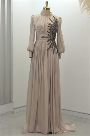 Astoria Tesettür Abiye Bej