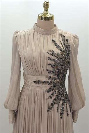 Astoria Tesettür Abiye Bej