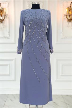 Asude Tesettür Abiye Gri