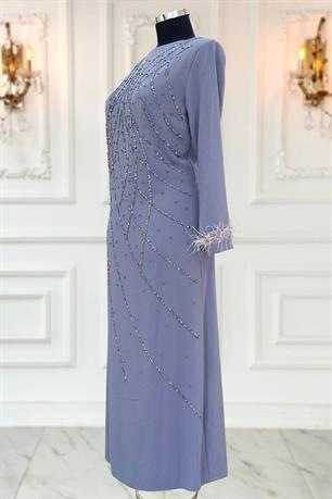 Asude Tesettür Abiye Gri