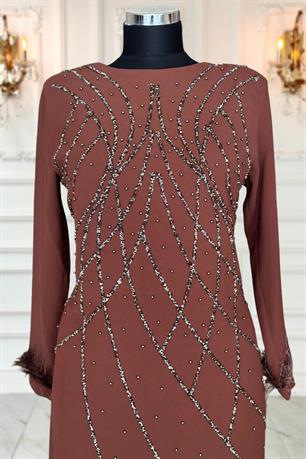 Asude Tesettür Abiye Kahve