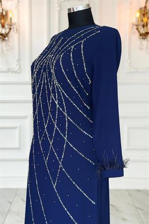 Asude Tesettür Abiye Lacivert