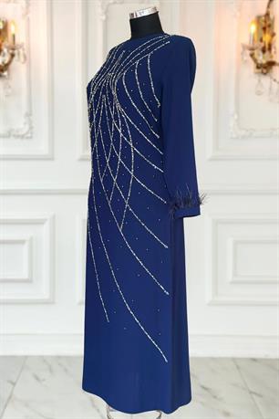 Asude Tesettür Abiye Lacivert