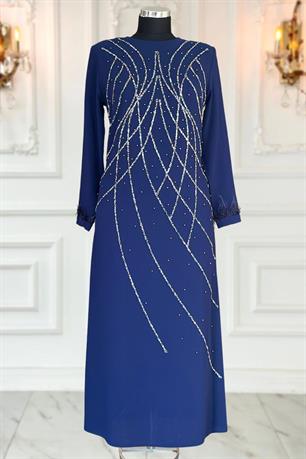 Asude Tesettür Abiye Lacivert