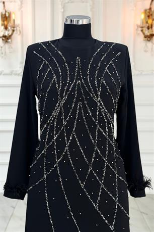 Asude Tesettür Abiye Siyah