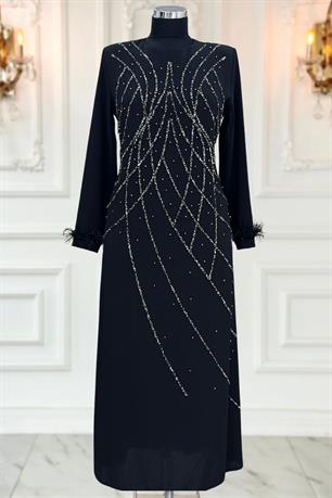 Asude Tesettür Abiye Siyah