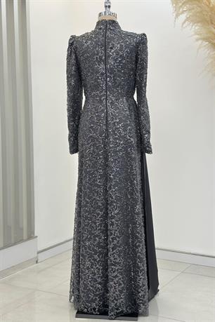 Aura Tesettür Abiye Antrasit