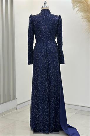 Aura Tesettür Abiye Lacivert