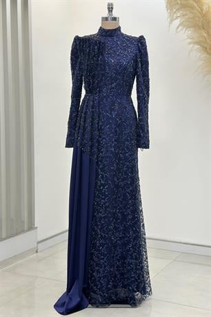 Aura Tesettür Abiye Lacivert