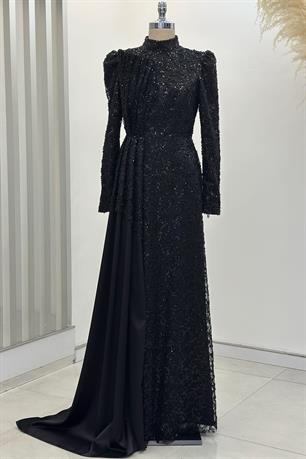 Aura Tesettür Abiye Siyah