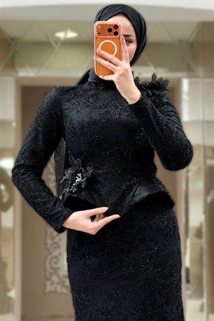 Aya Tesettür Abiye Siyah