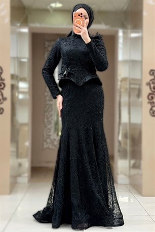 Aya Tesettür Abiye Siyah