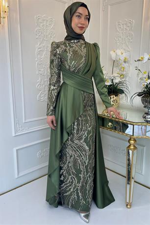 Aybüke Tesettür Abiye Haki