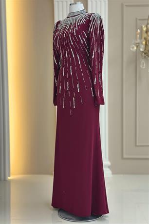 Ayla Tesettür Abiye Bordo