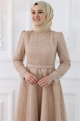 Aymira Tesettür Abiye Gold