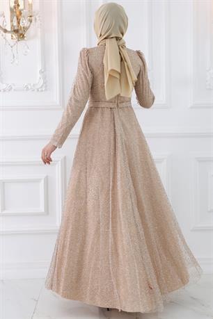 Aymira Tesettür Abiye Gold
