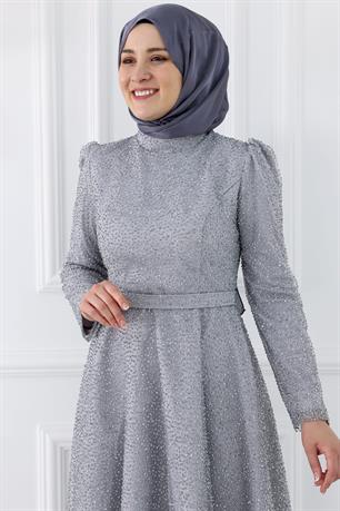 Aymira Tesettür Abiye Gri