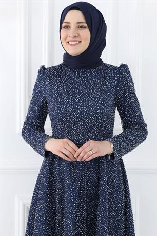 Aymira Tesettür Abiye Lacivert