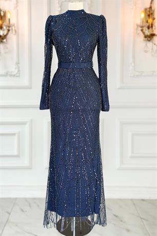 Aysima Tesettür Abiye Lacivert