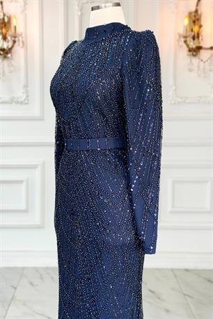 Aysima Tesettür Abiye Lacivert