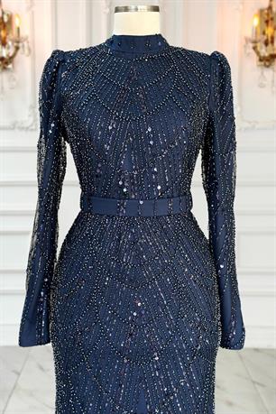 Aysima Tesettür Abiye Lacivert