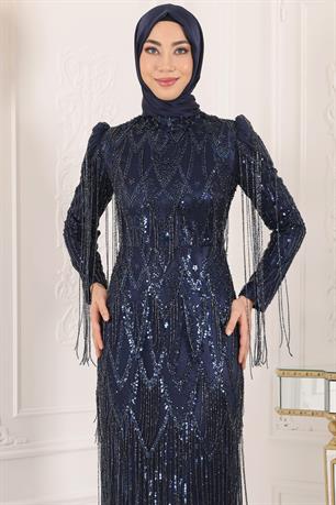 Ayza Tesettür Abiye Lacivert