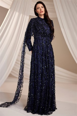 Azize Tesettür Abiye Lacivert