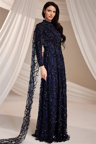 Azize Tesettür Abiye Lacivert