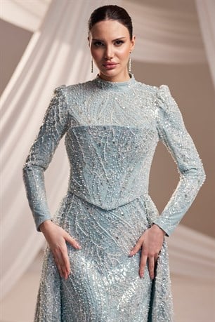 Azra Tesettür Abiye Mint