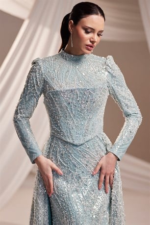 Azra Tesettür Abiye Mint