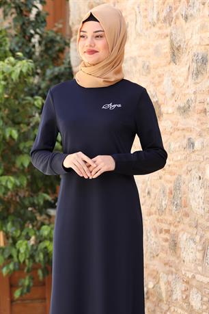 Azra Tesettür Elbise Lacivert