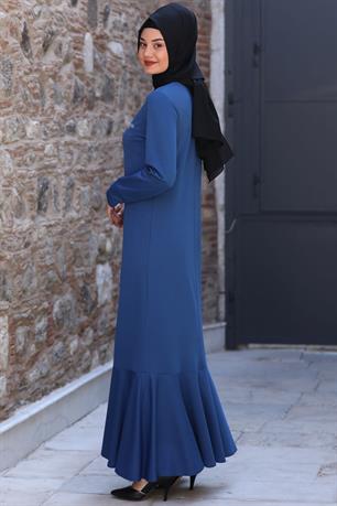 Azra Tesettür Elbise Mavi