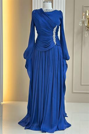 Bade Tesettür Abiye Lacivert