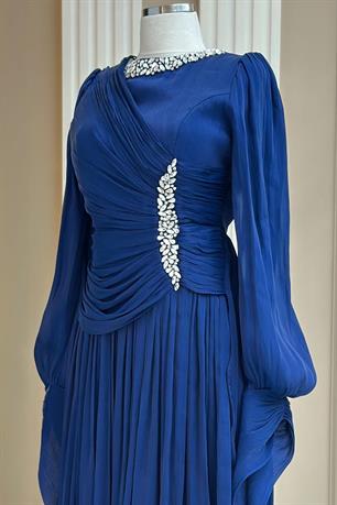 Bade Tesettür Abiye Lacivert