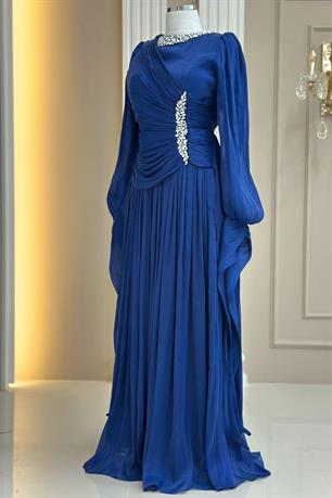 Bade Tesettür Abiye Lacivert