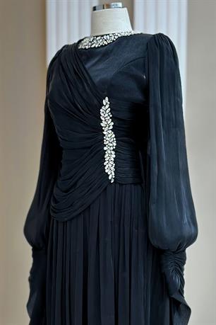 Bade Tesettür Abiye Siyah