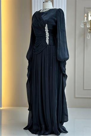 Bade Tesettür Abiye Siyah