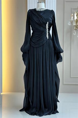 Bade Tesettür Abiye Siyah