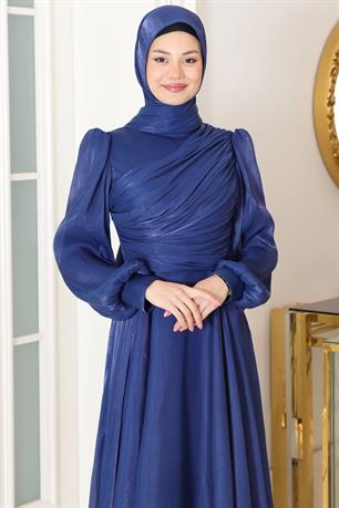 Bahar Tesettür Abiye Lacivert