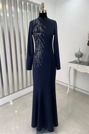 Bahar Tesettür Abiye Lacivert