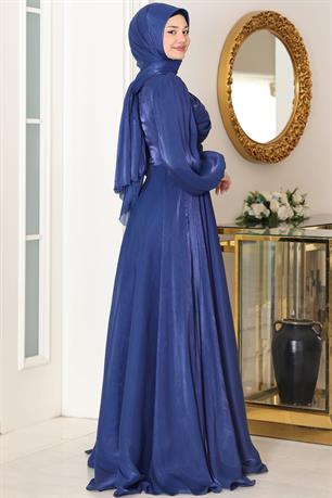 Bahar Tesettür Abiye Lacivert