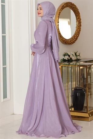 Bahar Tesettür Abiye Lila