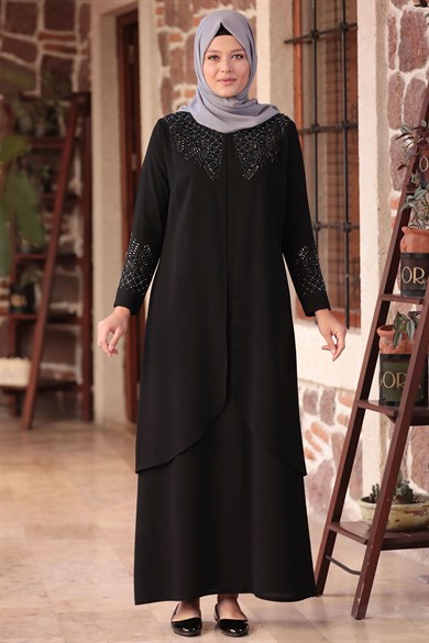 Bahar Tesettür Abiye Siyah