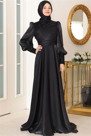 Bahar Tesettür Abiye Siyah