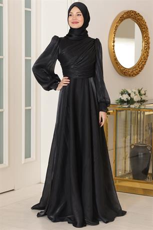 Bahar Tesettür Abiye Siyah