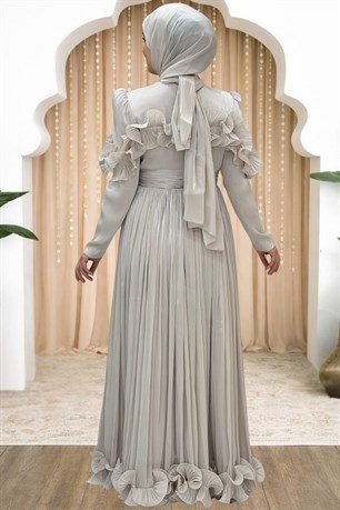 Beliz Tesettür Abiye Bej