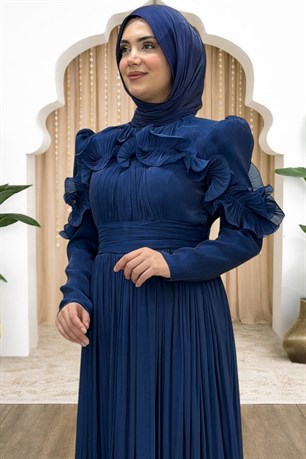 Beliz Tesettür Abiye Lacivert