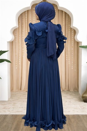 Beliz Tesettür Abiye Lacivert
