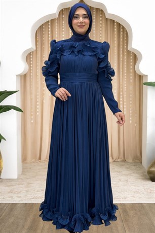 Beliz Tesettür Abiye Lacivert