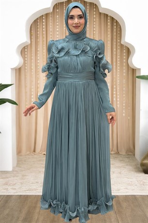 Beliz Tesettür Abiye Petrol